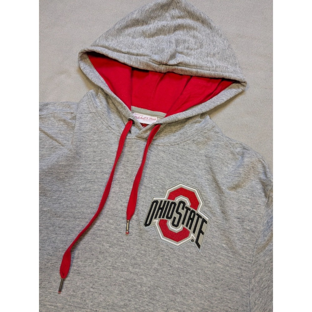 Ohio State Buckeyes Hoodie Mens Medium Gray Mitchell Ness Sweatshirt Football - Picture 2 of 13